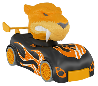 SD Toys Knuckle Headz Head Poppin Racers featuring Saber Tooth and Wolf characters with colorful, dynamic toy figures.