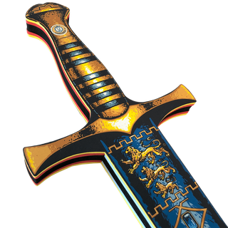 Liontouch Sword - Triple Lion King
Decorative sword with gold, blue, and black design on a white background