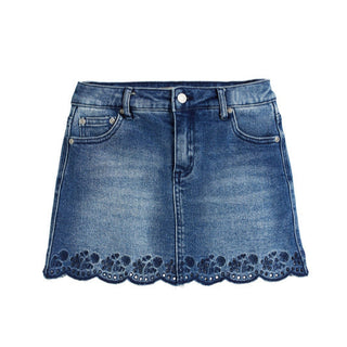 Tractr Girls Floral Embroidery Eyelet Hem Skort
