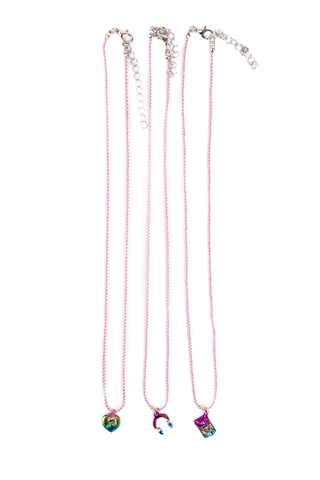 Great Pretenders Taylor's Bestie Squad Tear & Share 3pc Necklace Set
Three necklaces with colorful pendants on a white background