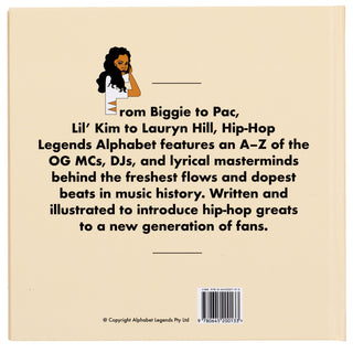 Hip Hop Legends Alphabet Hardcover Book
Book cover with text about a book featuring hip-hop legends alphabetically.