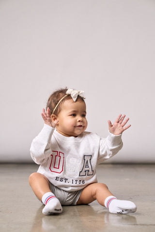 Little Bipsy USA Lightweight Crewneck - Heather Grey