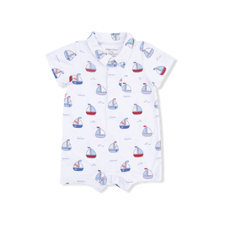 Angel Dear Polo Shortie - Bubbly Sailboats Blue