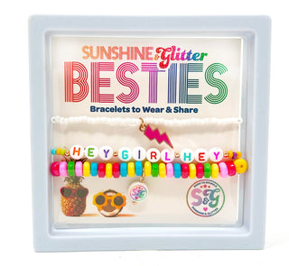 Sunshine & Glitter Besties bracelet set featuring colorful beaded and charm bracelets for friendship and fun.