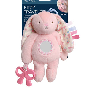 Itzy Ritzy Bitzy Traveler™ - Pink Bunny
Pink plush toy with rattle and teether on a white background
