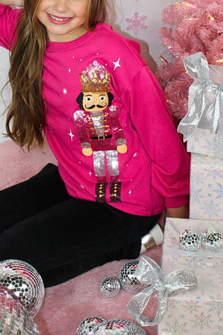 Paper Flower Nutcracker Sequin Long Sleeve Top