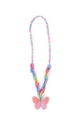 Great Pretenders Kaleidoscope Butterfly Necklace
Colorful braided necklace with a butterfly pendant on a white background
