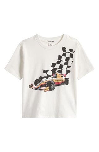 Miles the Label Grand Prix Off White T-Shirt with graphic print, casual short sleeve shirt for men.