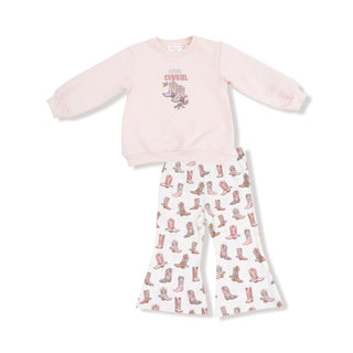 Angel Dear French Terry Oversize Sweatshirt & Bell Bottom Set - Future Cowgirl
