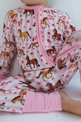 In My Jammers Zipper Romper - Pink Pony