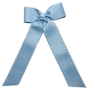 Millenium Blue Wee Ones Medium Moonstitch Grosgrain Streamer Hair Bow on Clippie