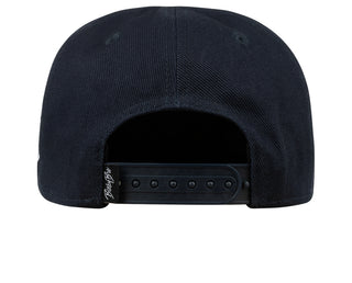 BinkyBro Kids The Future Navy Blue Hat
Black cap with a brand logo on the back against a white background