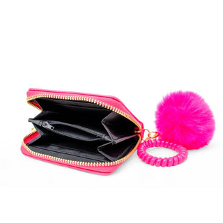 Zomi Gems 3D Bow Pom Pom Zip Wallet - Hot Pink
Pink wallet with open zipper and pink fuzzy ball on a white background