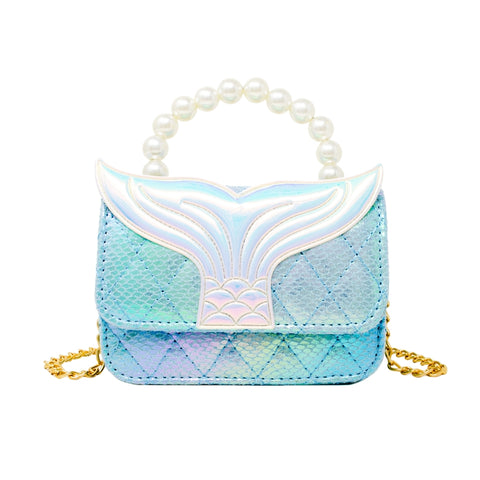 Zomi Gems Mermaid Tail Pearl Handle Handbag - Blue
