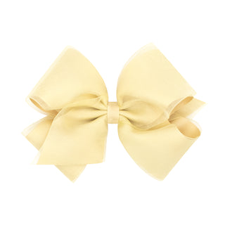 Medium beige overlay grosgrain bow hair clip by Wee Ones, featuring a classic fabric bow on a clip for children's hair accessories.