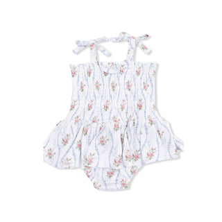 Angel Dear Smocked Bubble with Skirt - Heirloom Rose Stripe