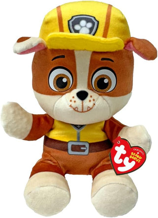 Ty Paw Patrol Beanie Babies - Rubble
Plush toy resembling a character from the Paw Patrol with a yellow hat and brown outfit on a white background.