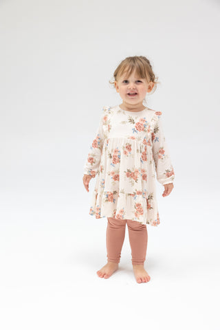Angel Dear Ruffle Tiered Dress & Ribbed Legging Set - Romantic Roses
