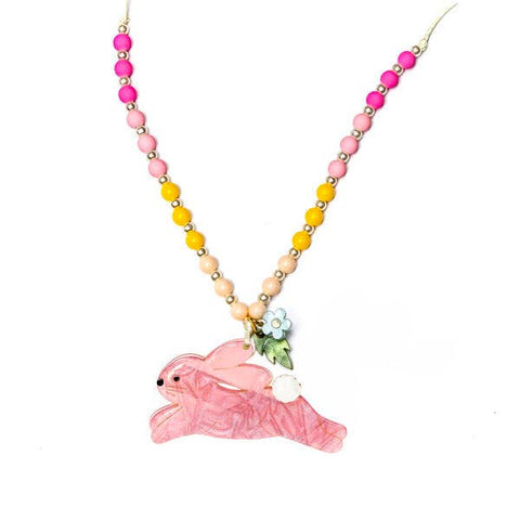 Lilies & Roses, Lilies & Roses Hop Bunny Pink Pearlized Necklace - Basically Bows & Bowties