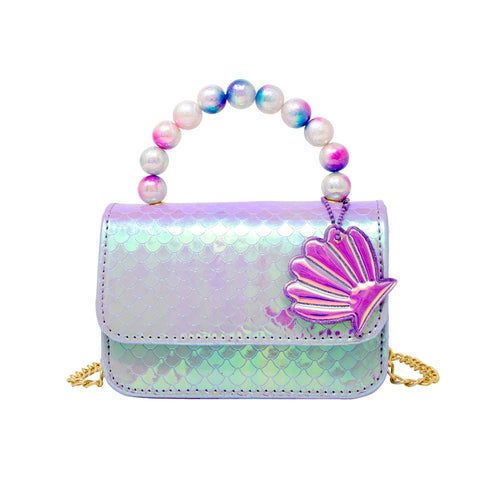 Zomi Gems Mermaid Pearl Handle Seashell Bag - Purple