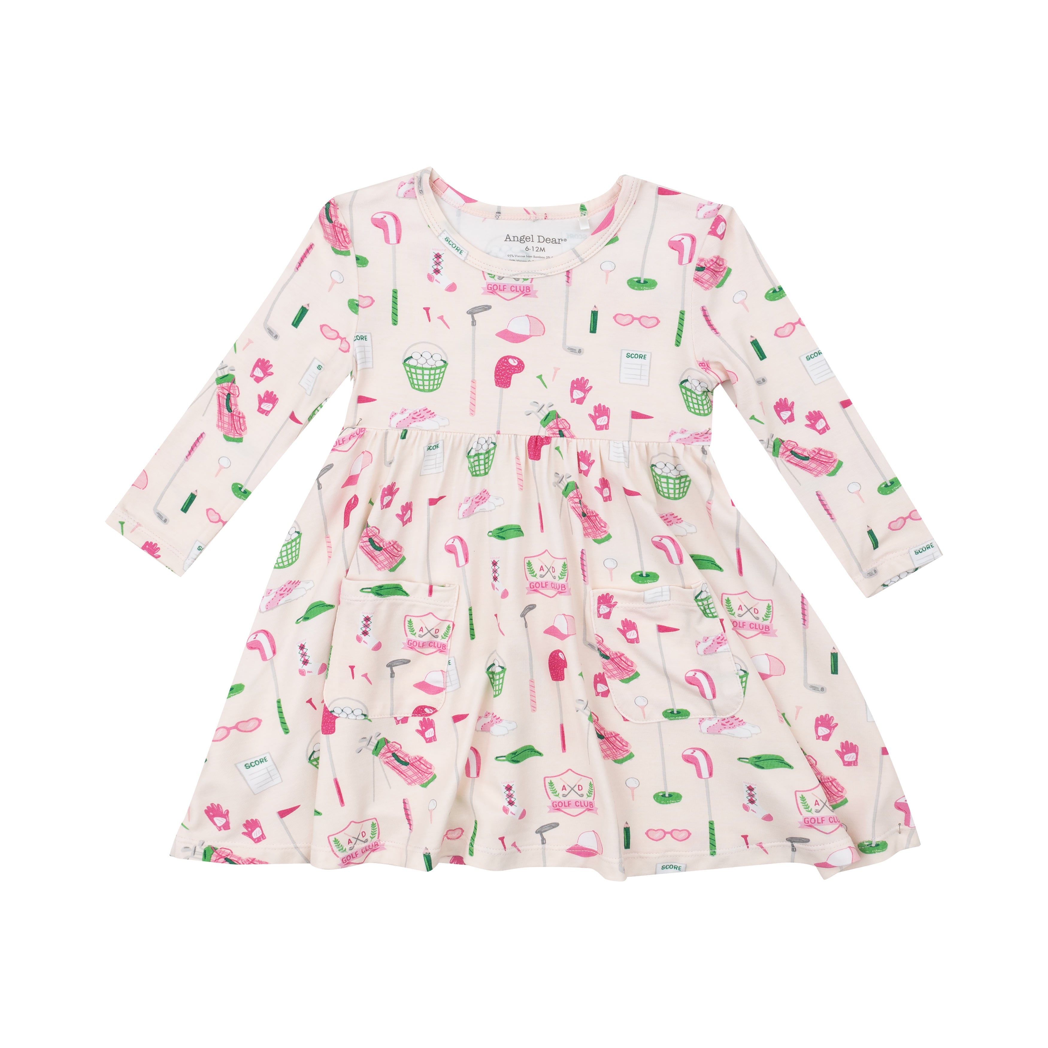 Girl Short Sleeve Twirly Dress - Golf Things Pink 2T Angel Dear Girl Short Sleeve Twirly Dress - Golf Things Pink 2T Angel Dear