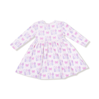 Angel Dear Twirly Long Sleeve Dress - Big Sis
White dress with pink and purple butterfly pattern on a white background