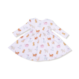 Angel Dear Twirly Long Sleeve Dress - Fancy Pets
White dress with colorful animal pattern on a white background