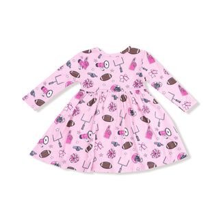 Angel Dear Twirly Long Sleeve Dress - Game Day Pink
