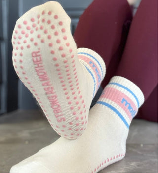 Mother. Throwback Half Crew Striped Grip Socks