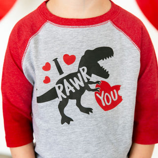 Sweet Wink, Sweet Wink I Rawr You Valentine's Day 3/4 Raglan Tee - Basically Bows & Bowties