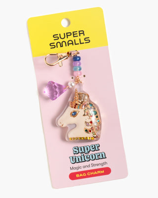 Super Smalls Super Unicorn Bag Charm
Super Unicorn bag charm on a pink card with 'Super Smalls' branding.