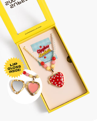 Super Smalls Strawberry Surprise Lipgloss Locket
Colorful lip gloss with heart design in a yellow box, featuring 'SuperSellers' branding.