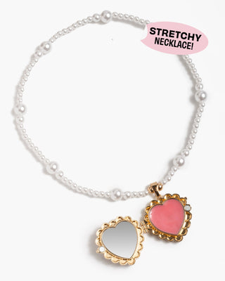 Sweetheart Surprise Lipgloss Locket
Necklace with heart-shaped pendants on a white background