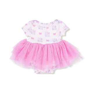 Angel Dear Tutu Bodysuit - Lil Sis
Baby dress with pink tutu skirt and butterfly pattern on a white background