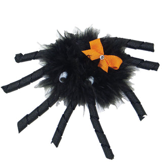 Halloween Marabou Spider Hair Clip, Wee Ones, Alligator Clip, Alligator Clip Hair Bow, Clippie, Clippie Hair Bow, Hair Bow, Hair Bow on Clippie, Hair Bows, Halloween, Halloween Bow, Halloween