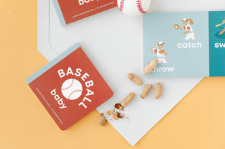 Left Hand Book House Baseball Baby board book featuring colorful illustrations for young children.