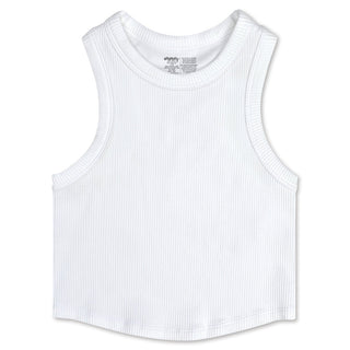 Iscream Cropped Racer Back Tank Top - White
White ribbed tank top on a white background
