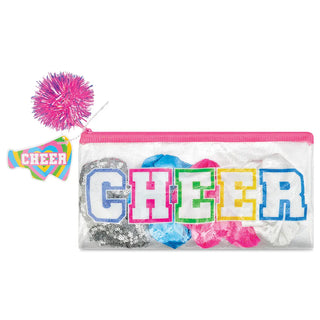 Iscream Cheer Scrunchie Set
Pouch with 'CHEER' letters, pom-pom, and sequins on a white background