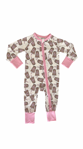 In My Jammers Iced Coffee Zipper Romper, In My Jammers, Bamboo, Bamboo Pajamas, cf-size-0-3-months, cf-size-12-18-months, cf-size-18-24-months, cf-size-2t, cf-size-3-6-months, cf-size-6-9-mon