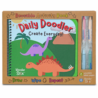 Daily Doodler Reusable Activity Book - Dino Cover
Reusable activity book with dinosaur illustrations and Wonder Stix markers on a white background