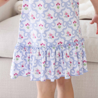 Caden Lane Flutter Sleeve Nightgown pajama set with tied tulip pattern, soft fabric, and flutter sleeves, perfect for comfortable sleepwear.