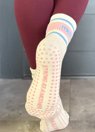 Mother. Throwback Half Crew Striped Grip Socks