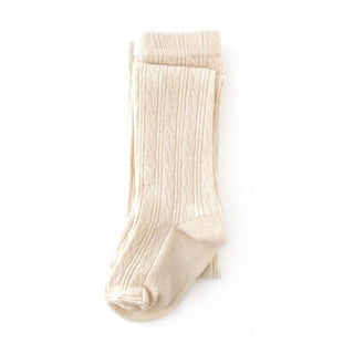 Little Stocking Co Cable Knit Tights - Vanilla
Beige tights with cable knit pattern on a white background