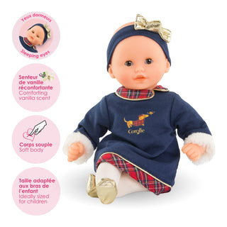 Corolle 12" Doll - Bébé Calin Margaux - Holidays
Baby doll in a navy outfit with plaid details, sitting on a white background.