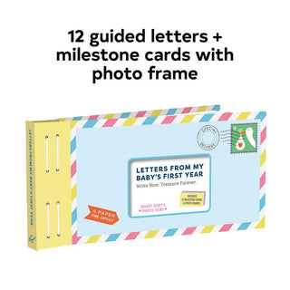 Letters from My Baby's First Year: Write Now. Treasure Forever.
Product packaging with 'Letters from My Baby's First Year' text on a white background