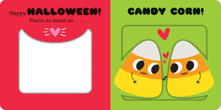 Hachette Trick or Treats (Sweet Surprises) Board Book
Two Halloween-themed cards with candy corn design on a red and green background.
