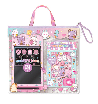 Hot Focus On the Go LCD Doodle & Play - Critters
Children's art set with a doodle board and puffy stickers in a pink and purple case.