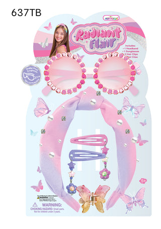 Hot Focus, Hot Focus Radiant Flair Accessory Set - Tie Dye Butterfly - Basically Bows & Bowties