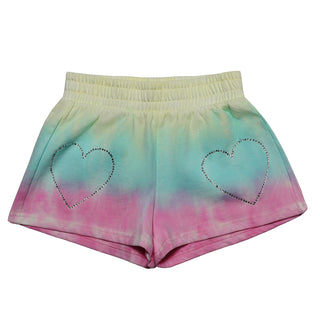 MIA New York Rhinestone Heart Shorts - Tie Dye
Tie-dye shorts with heart designs on a white background