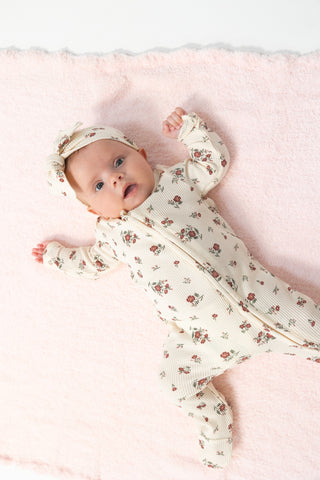 Angel Dear 2 Way Zipper  Footie - Misty Rose Floral